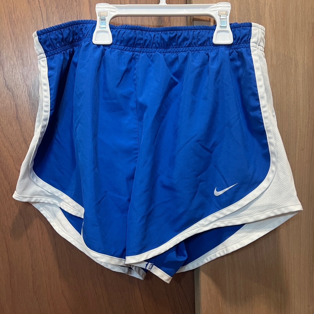 Nike Women's Royal Blue and White Athletic Shorts